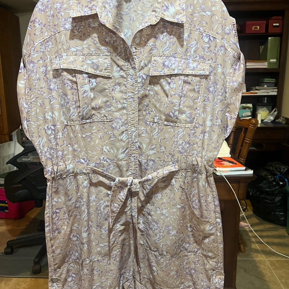 Floral Tie-Waist Jumpsuit in Light Lavender